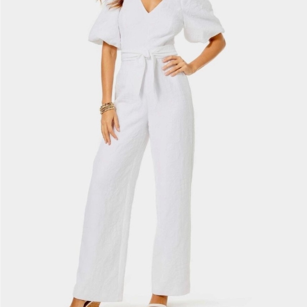 Lilly Pulitzer White Puff Sleeve Jumpsuit